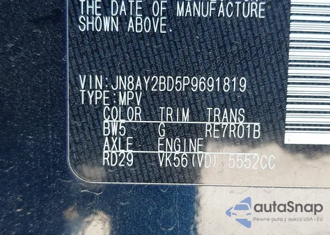 2023 Nissan Armada Sl 4Wd z USA, uszkodzony, nr VIN JN8AY2BD5P9691819